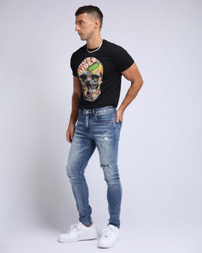 LOGEQI Casual Slim Fit Blue Ripped Jeans