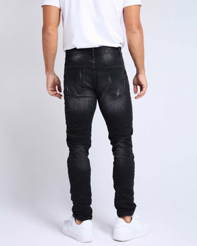 LOGEQI Slim Fit Ripped Black Jeans