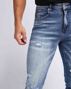 LOGEQI Casual Blue Ripped Jeans