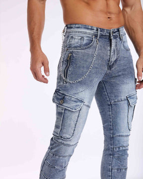 LOGEQI Zipper Blue slim fit Jeans
