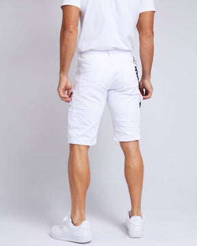 Printed Waterproof Zipper White Denim Shorts